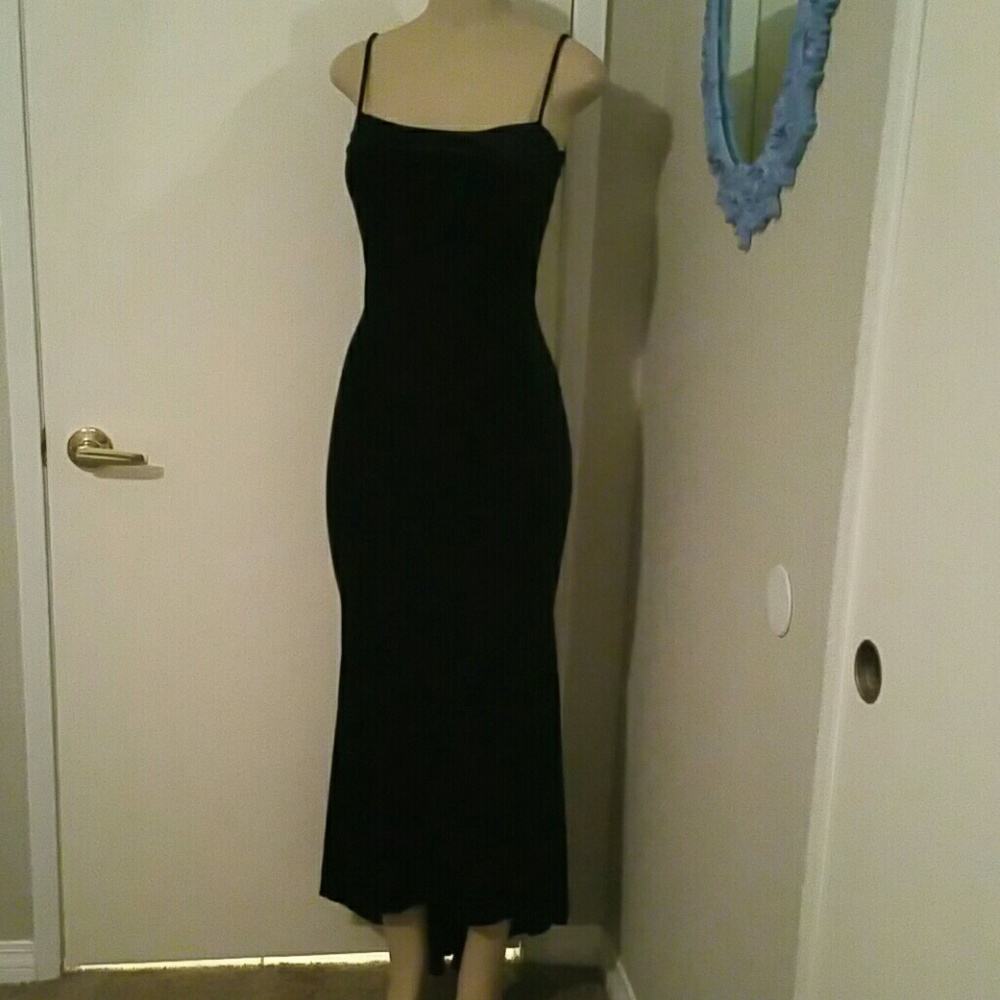 Long black velvet dress